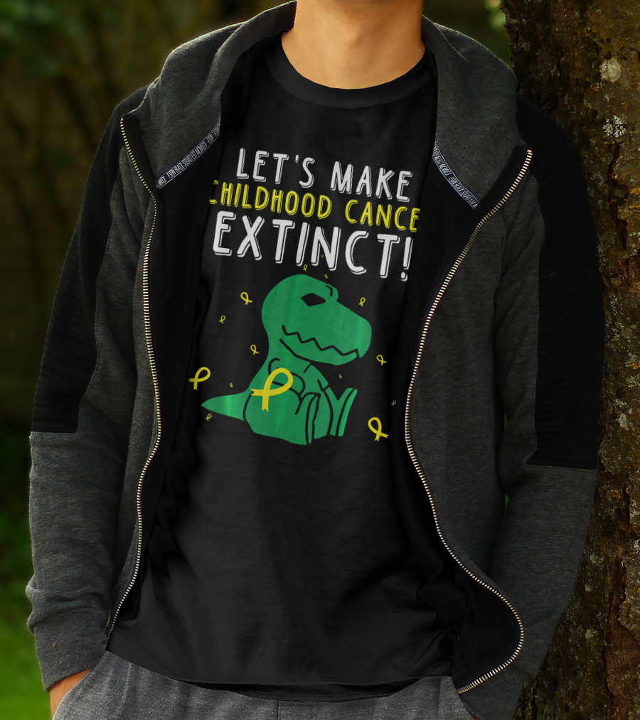 Let's Make Childhood Cancer Extinct T-Rex Dinosaur T-Shirt