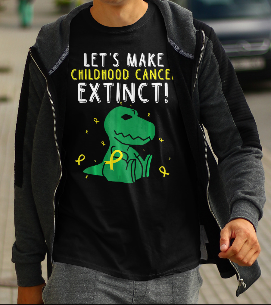 Let's Make Childhood Cancer Extinct T-Rex Dinosaur T-Shirt