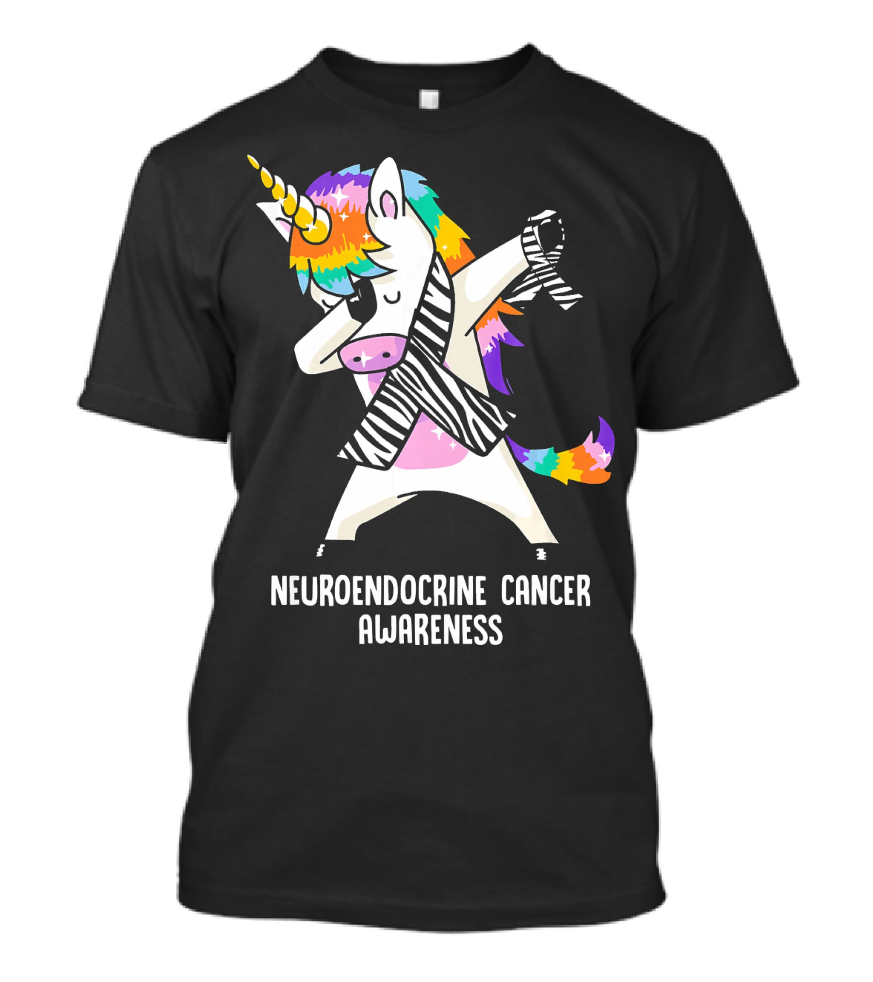 Neuroendocrine Cancer Awareness Dabbing Rainbow Unicorn T-Shirt