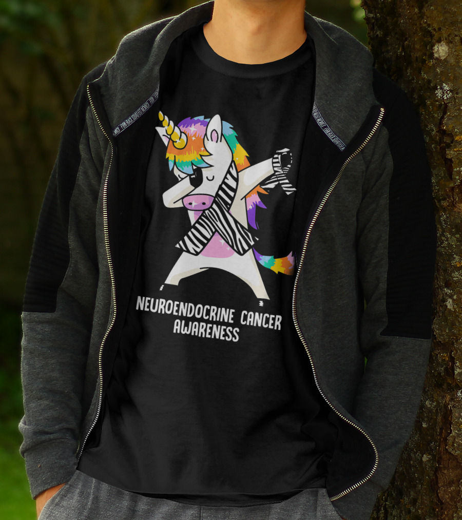 Neuroendocrine Cancer Awareness Dabbing Rainbow Unicorn T-Shirt