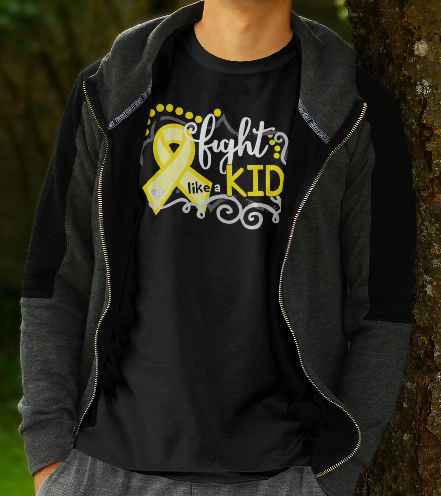 Fight Like A Kid Childhood Cancer Awareness Yellow T-Shirt
