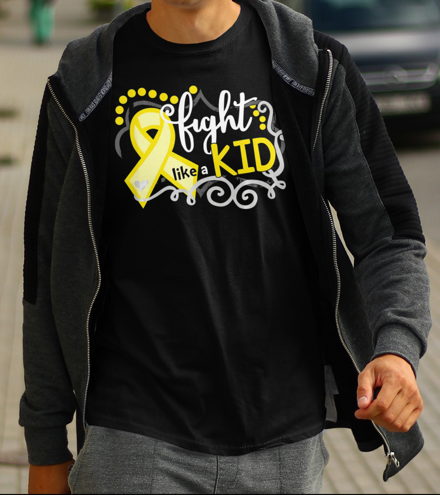Fight Like A Kid Childhood Cancer Awareness Yellow T-Shirt