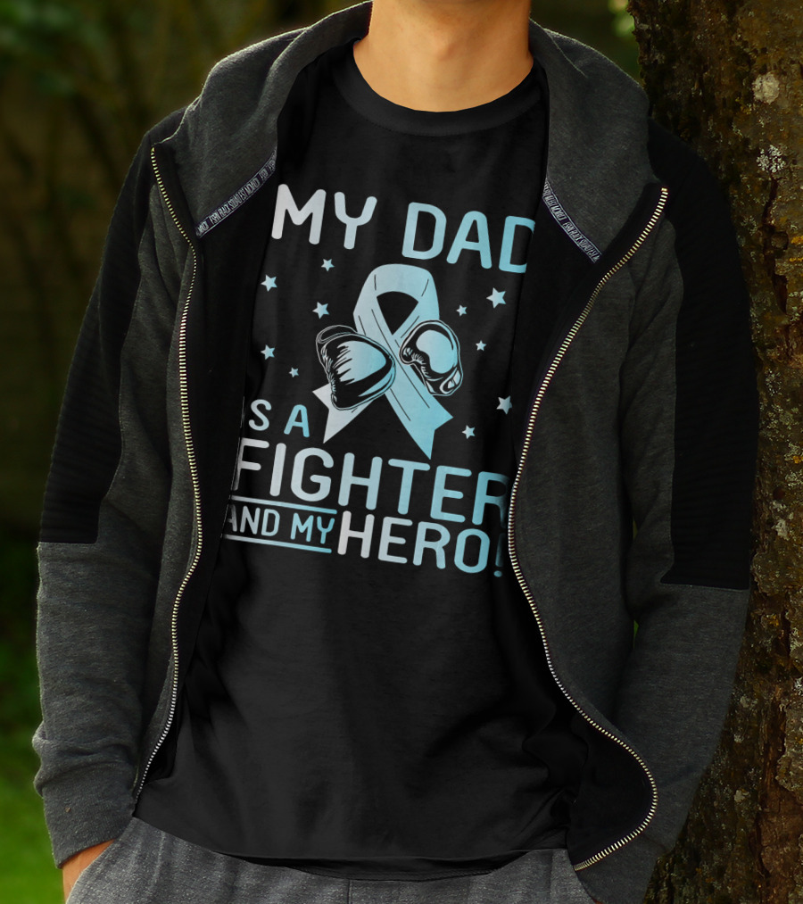 My Dad Is A Fighter And My Hero Boxing Gloves Ribbon Stars T-Shirt