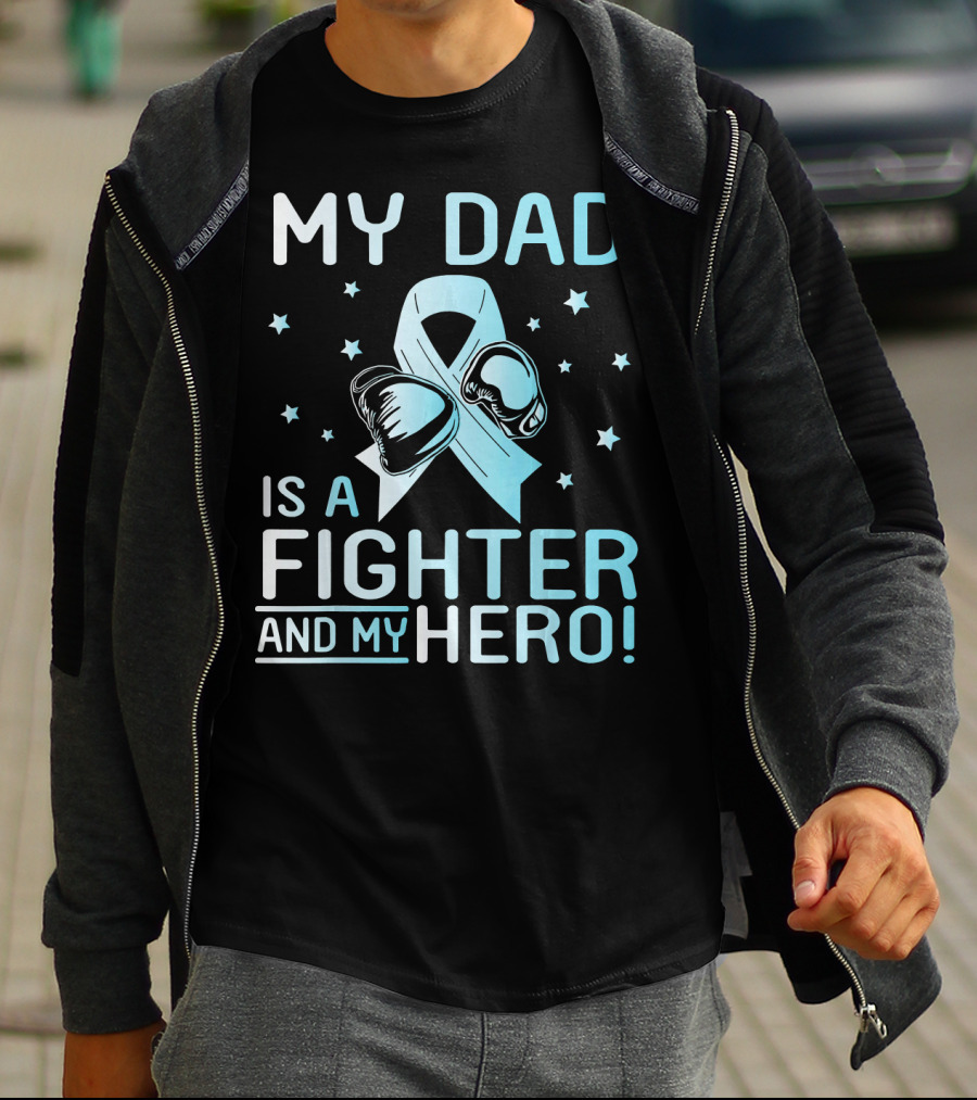 My Dad Is A Fighter And My Hero Boxing Gloves Ribbon Stars T-Shirt