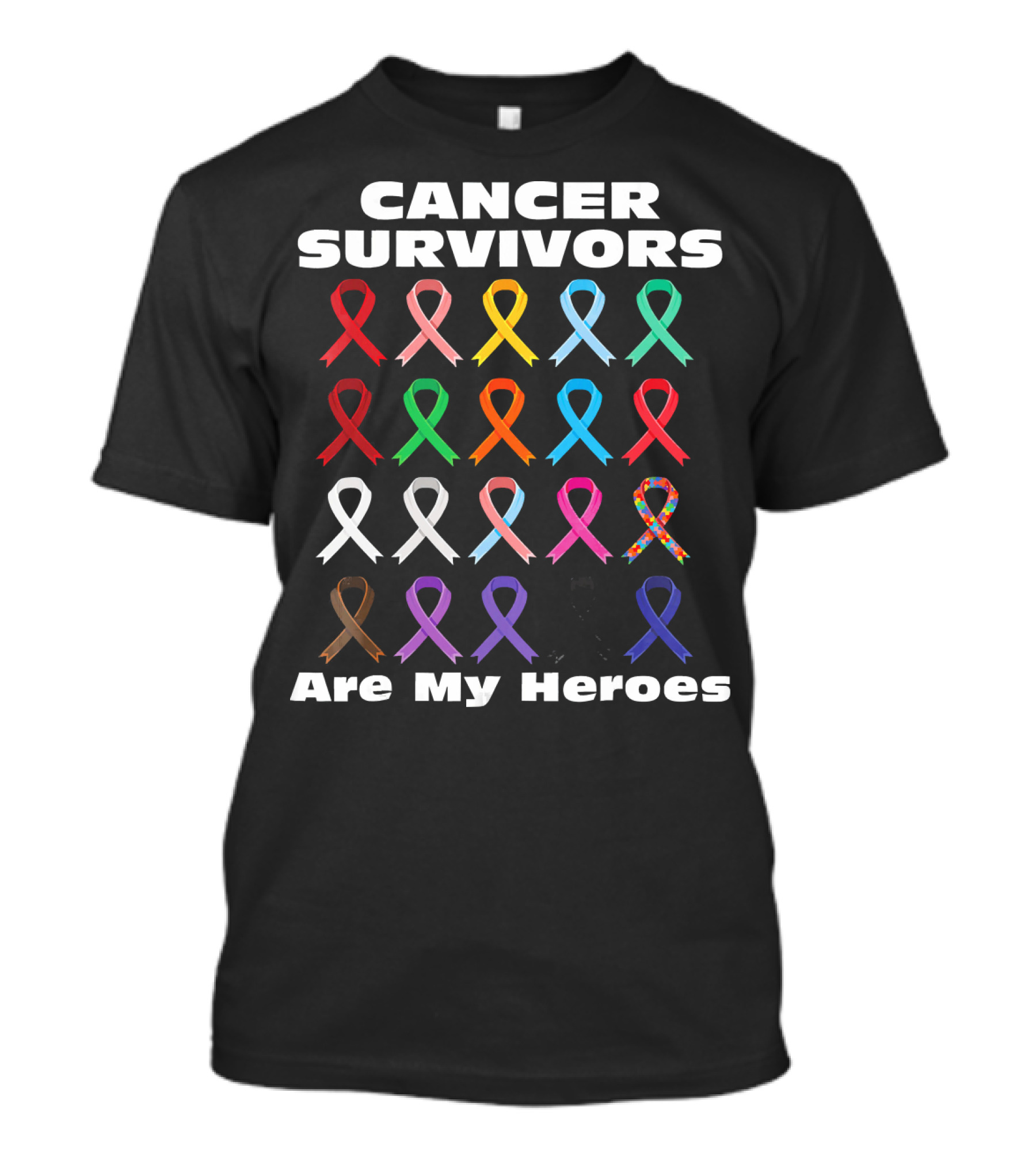 CANCER SURVIVORS ARE MY HEROES Multiple Awareness Ribbons T-Shirt