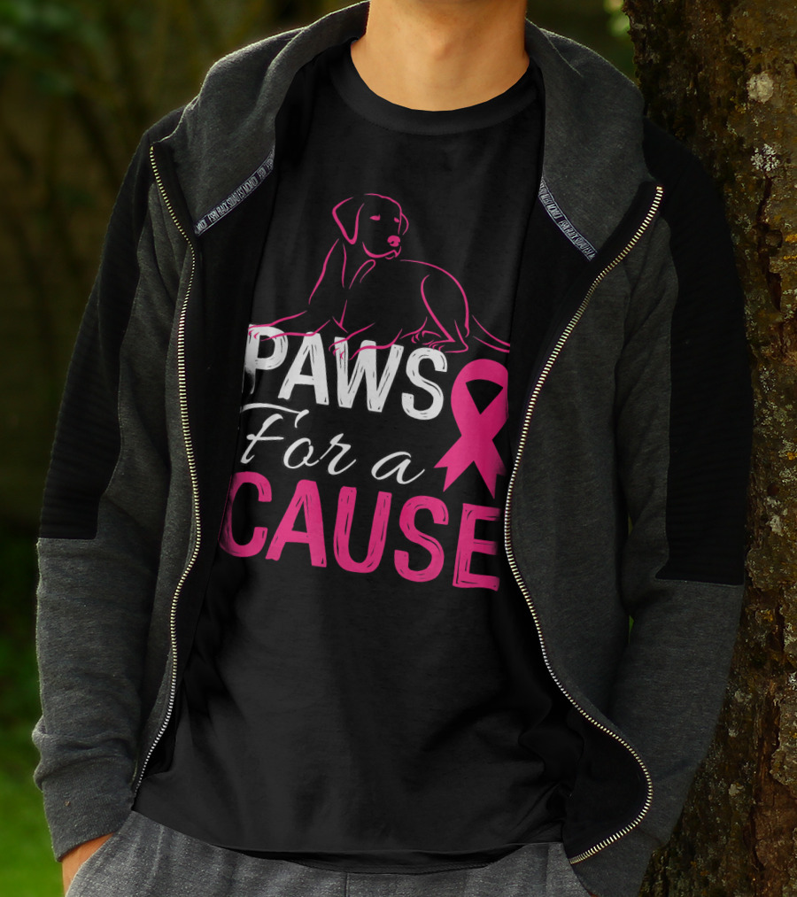 Paws For A Cause Breast Cancer Awareness Pink T-Shirt