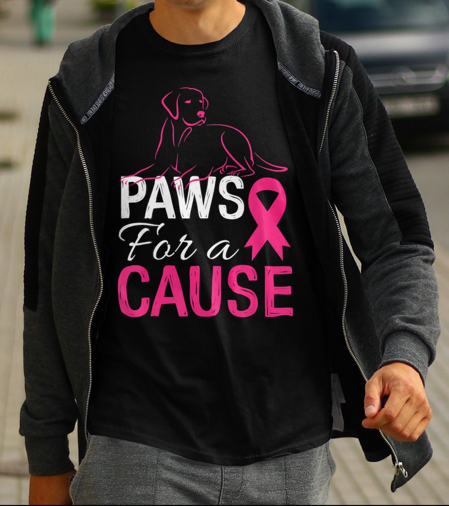 Paws For A Cause Breast Cancer Awareness Pink T-Shirt