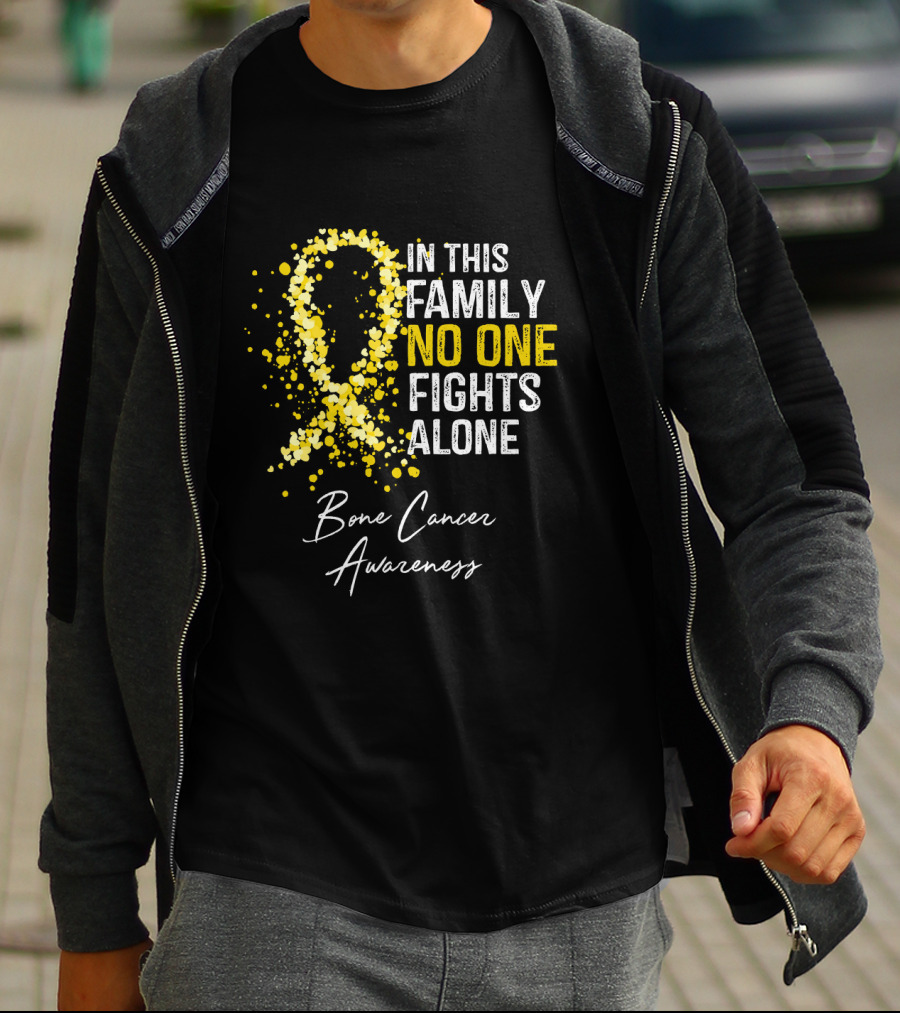 In This Family No One Fights Alone Bone Cancer Awareness T-Shirt