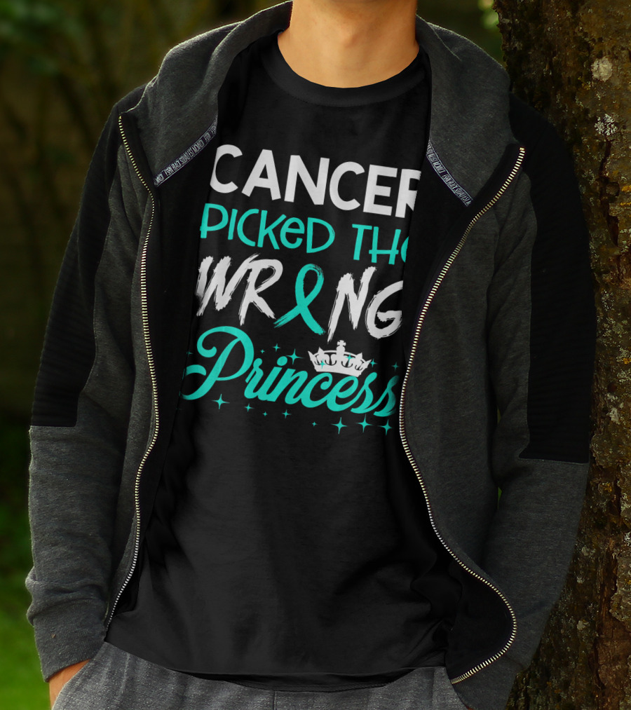 Cancer Picked The Wrong Princess Teal T-Shirt