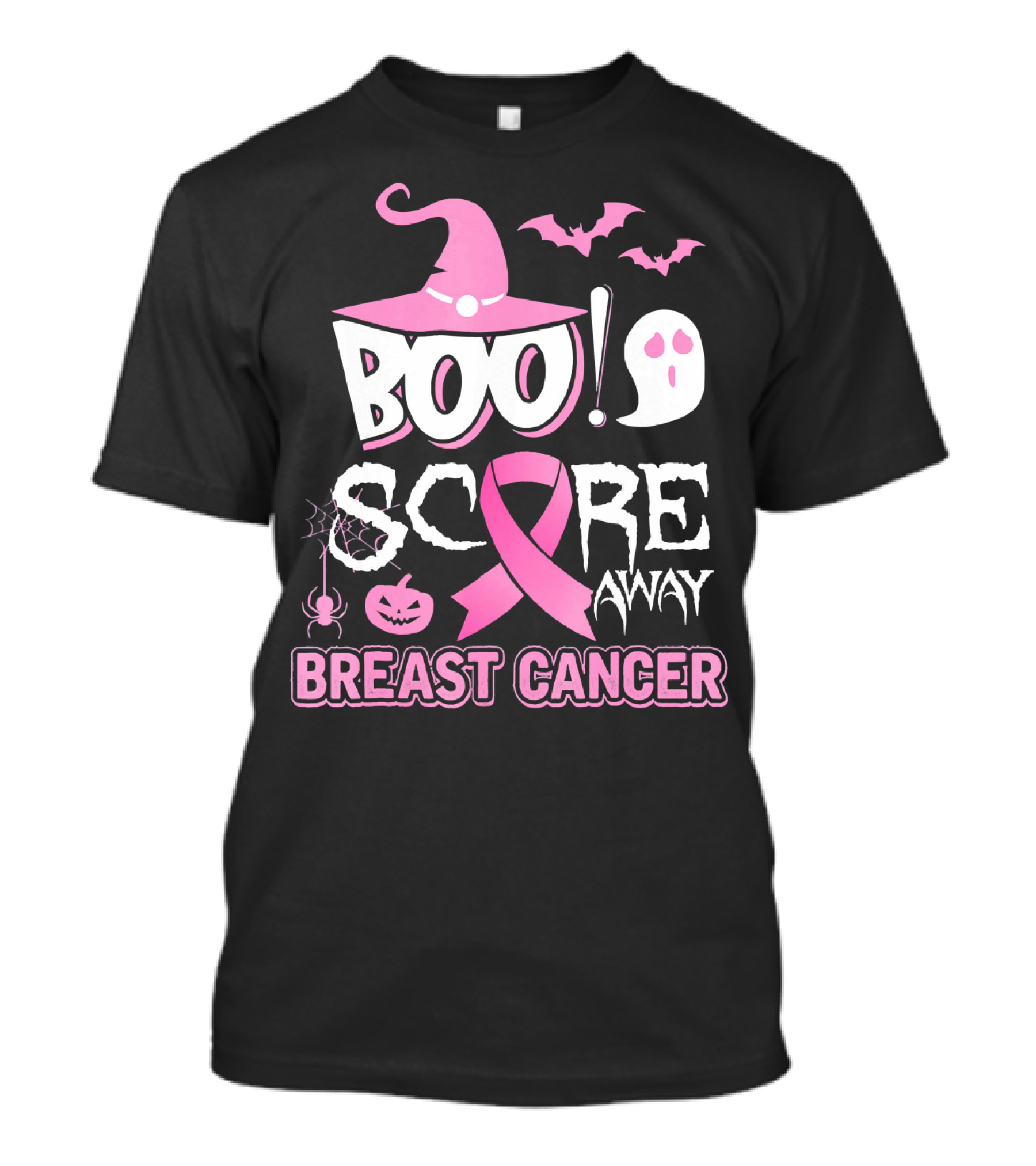 BOO Scare Away Breast Cancer Pink Ribbon Halloween T-Shirt