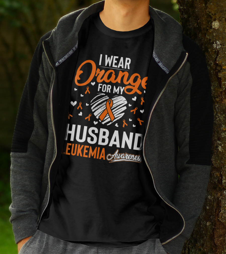 I Wear Orange For My Husband Leukemia Awareness T-Shirt