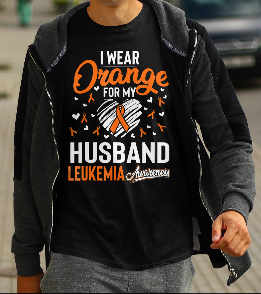 I Wear Orange For My Husband Leukemia Awareness T-Shirt
