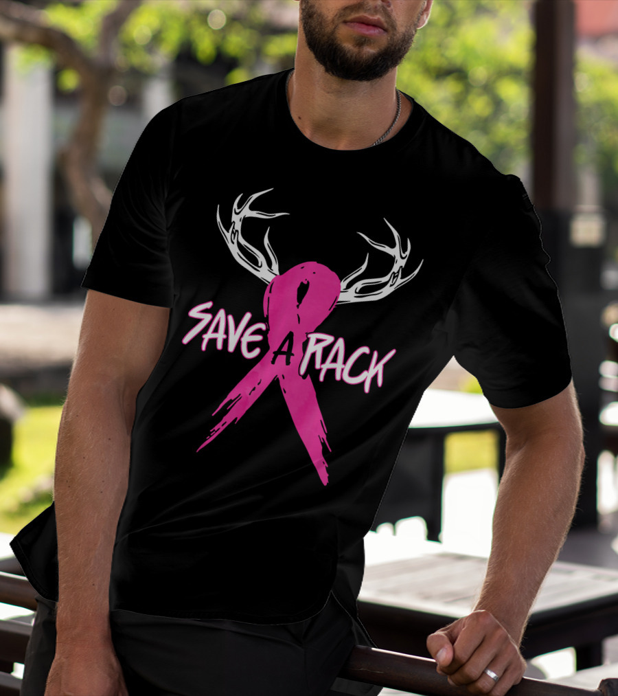 Save A Rack Breast Cancer Awareness Antlers Pink T-Shirt