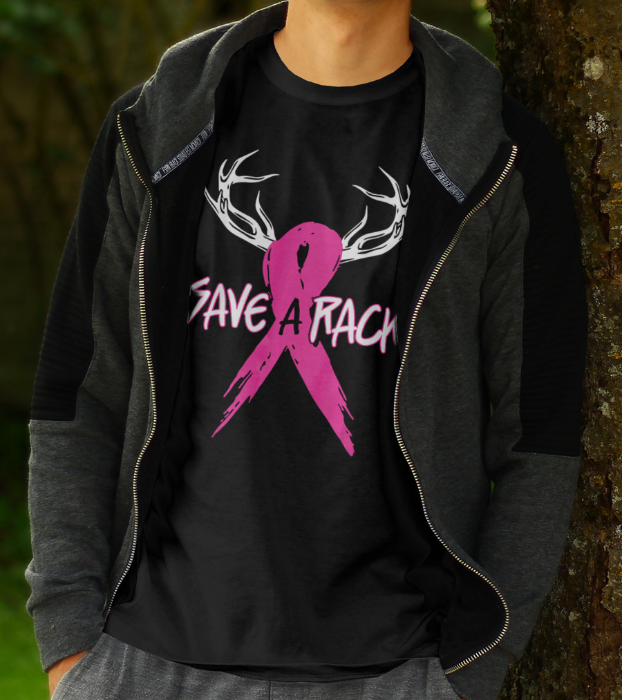 Save A Rack Breast Cancer Awareness Antlers Pink T-Shirt