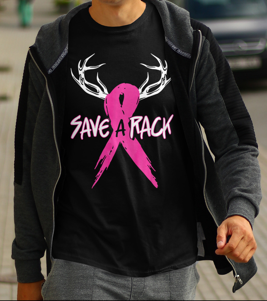 Save A Rack Breast Cancer Awareness Antlers Pink T-Shirt