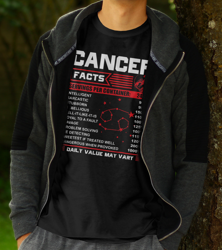 Cancer Facts Zodiac Traits Daily Value May Vary T-Shirt