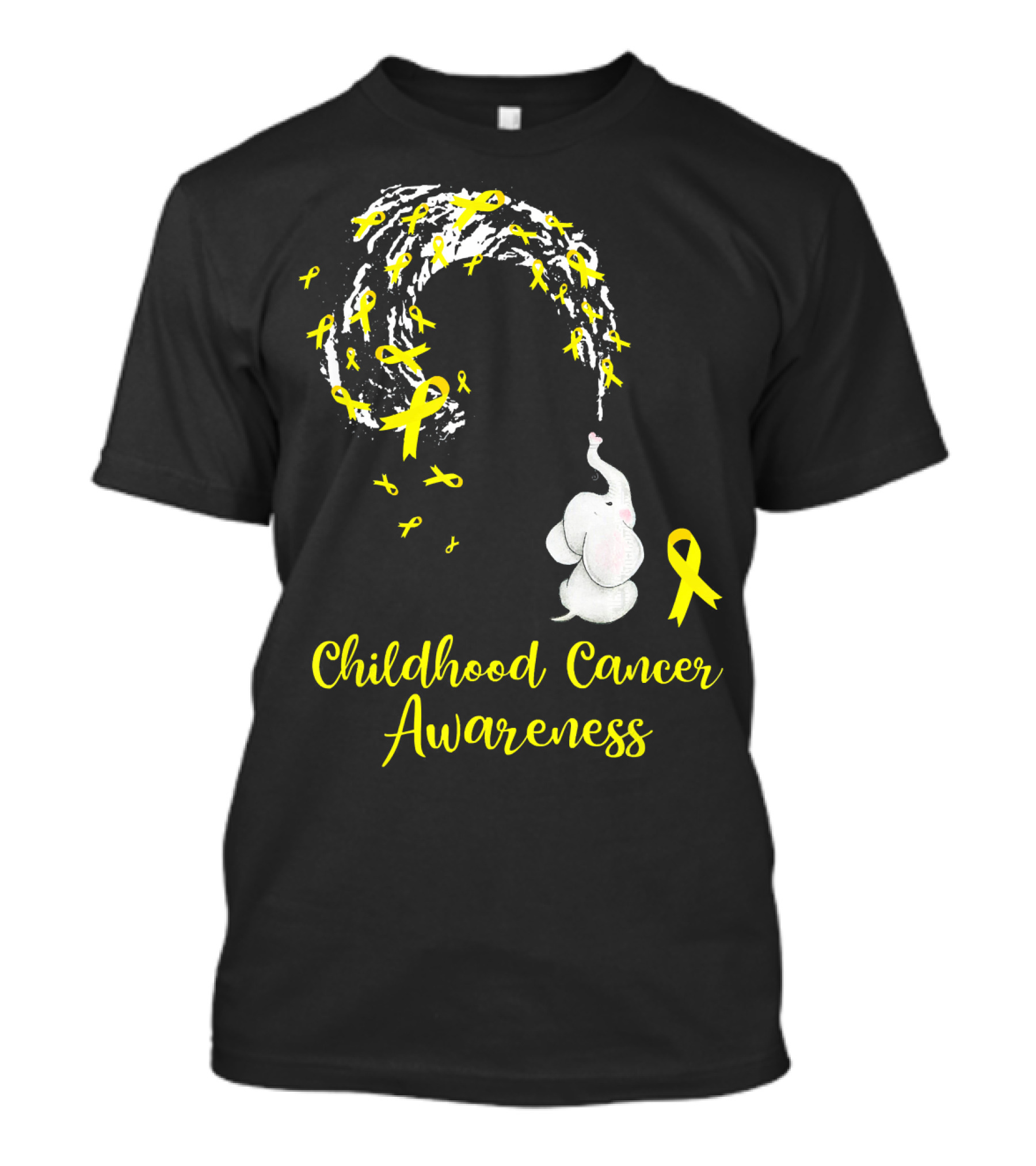 Childhood Cancer Awareness Elephant Spraying Yellow Ribbons T-Shirt