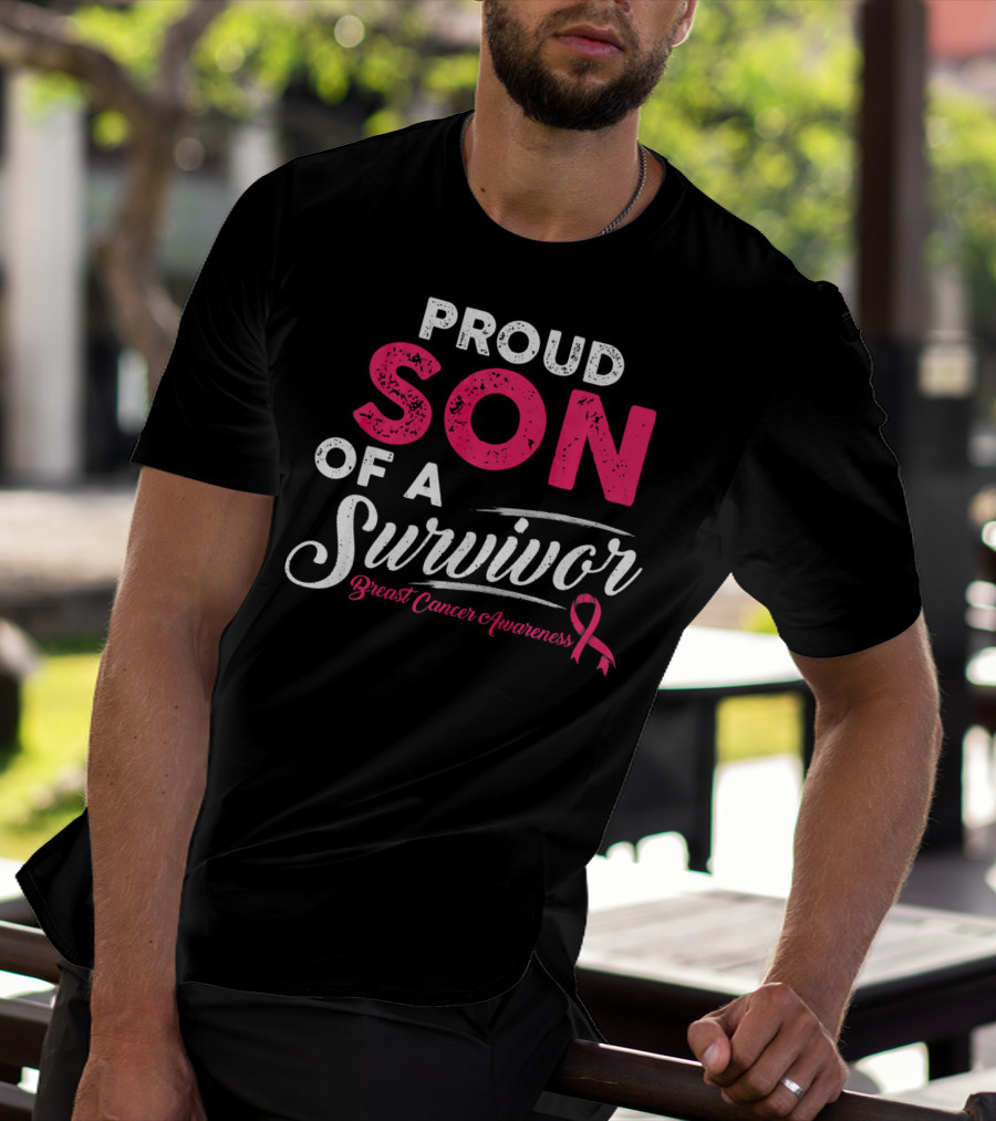 Proud Son Of A Survivor Breast Cancer Awareness T-Shirt