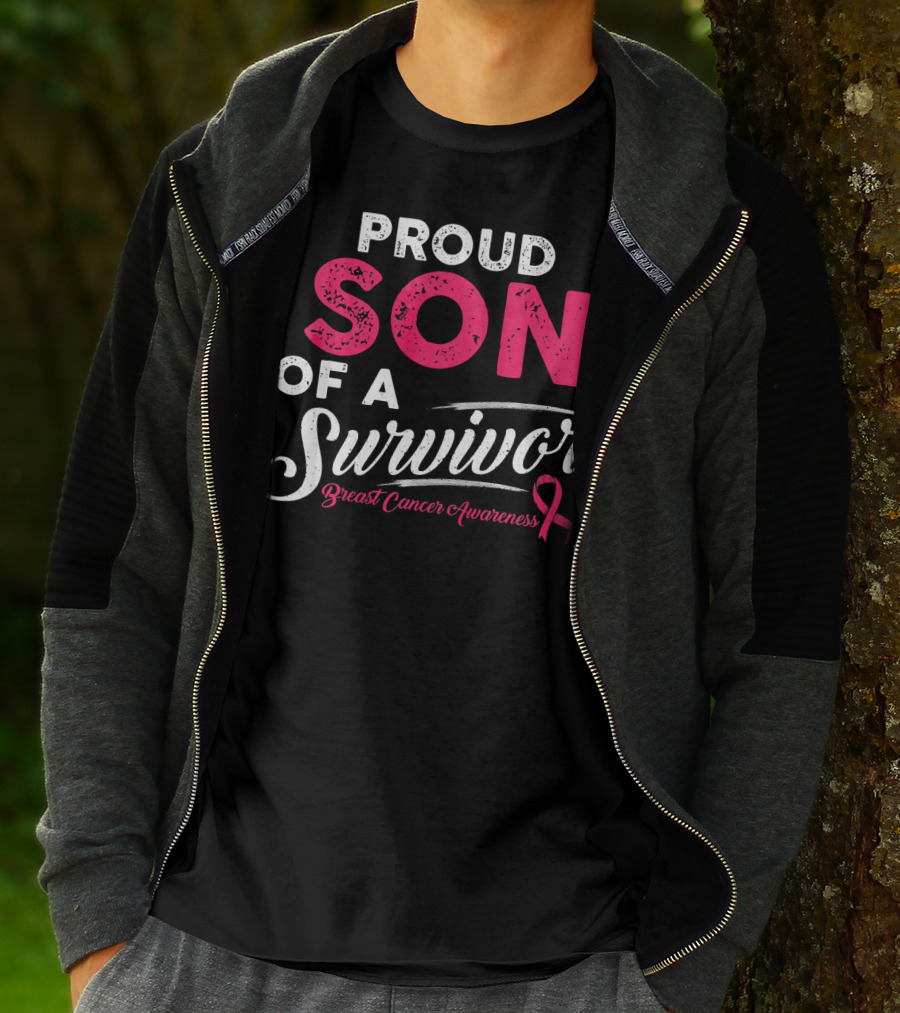 Proud Son Of A Survivor Breast Cancer Awareness T-Shirt