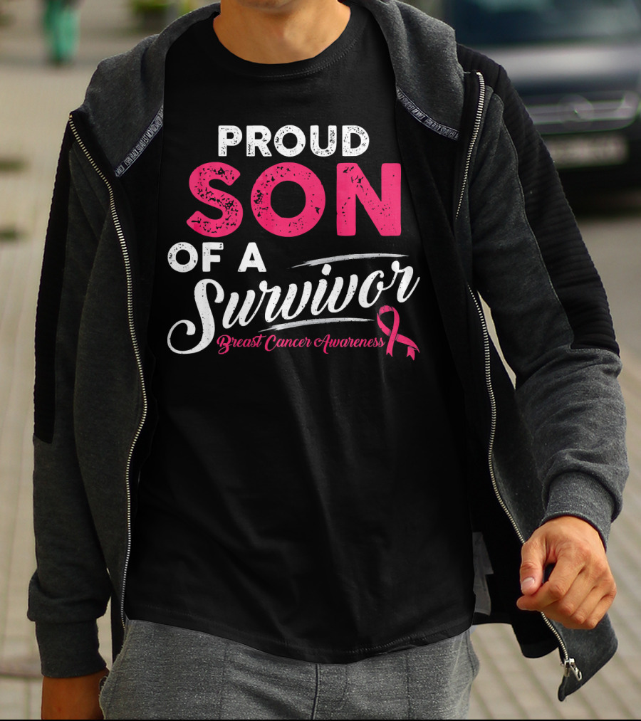 Proud Son Of A Survivor Breast Cancer Awareness T-Shirt