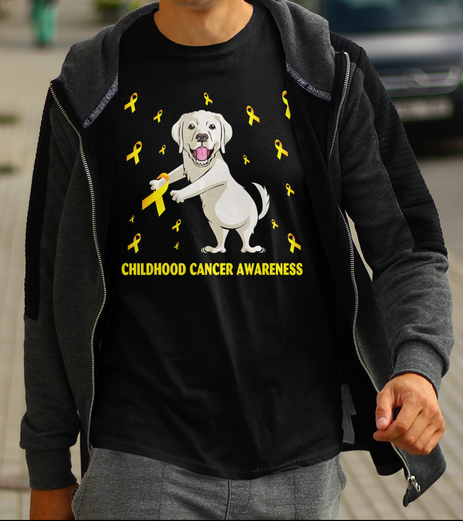 Childhood Cancer Awareness Flossing Labrador Gold T-Shirt