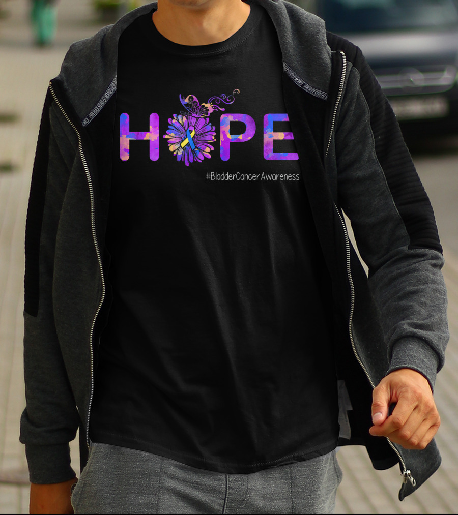 Hope Butterfly Ribbon Bladder Cancer Awareness T-Shirt