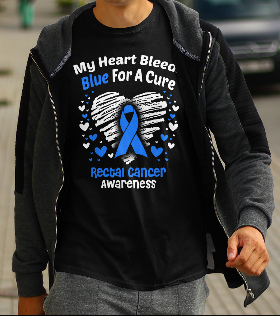 My Heart Bleeds Blue For A Cure Rectal Cancer Awareness T-Shirt