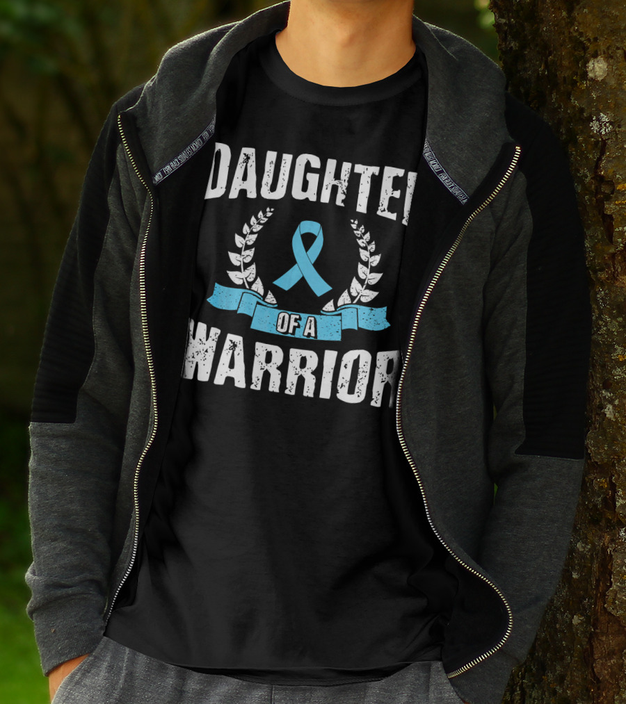 Daughter Of A Warrior Prostate Cancer Awareness Ribbon Laurel T-Shirt