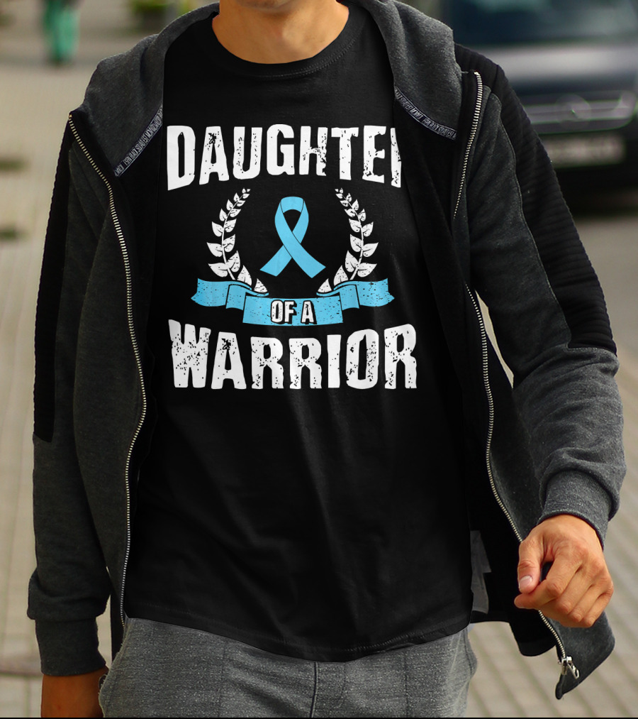 Daughter Of A Warrior Prostate Cancer Awareness Ribbon Laurel T-Shirt