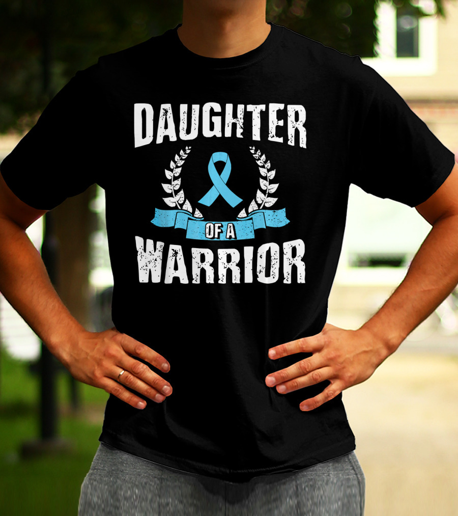 Daughter Of A Warrior Prostate Cancer Awareness Ribbon Laurel T-Shirt