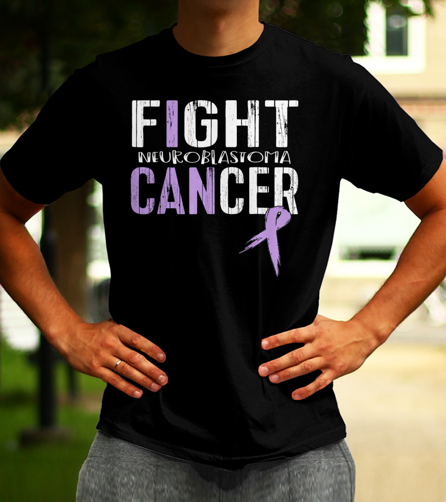 FIGHT NEUROBLASTOMA CANCER Purple Ribbon Awareness T-Shirt