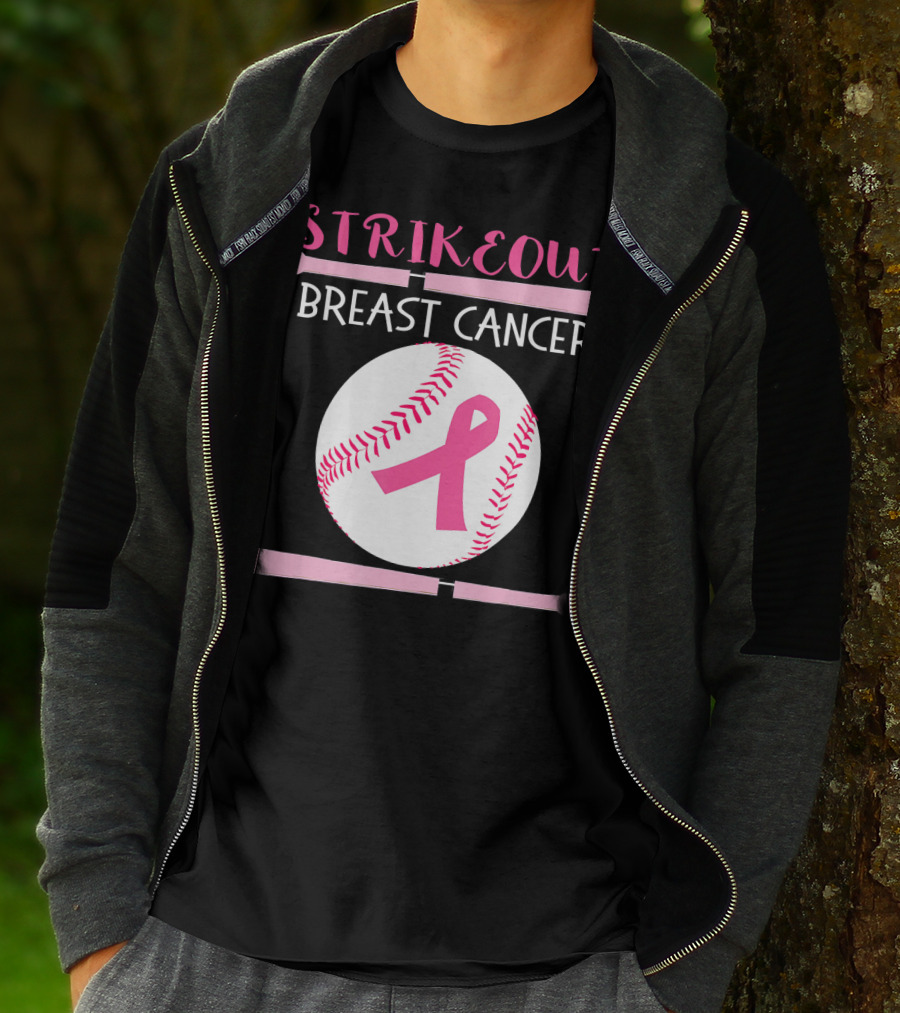 Strikeout Breast Cancer Baseball Catcher Player Team Co T-Shirt