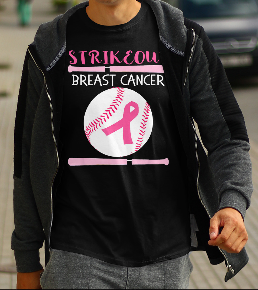 Strikeout Breast Cancer Baseball Catcher Player Team Co T-Shirt
