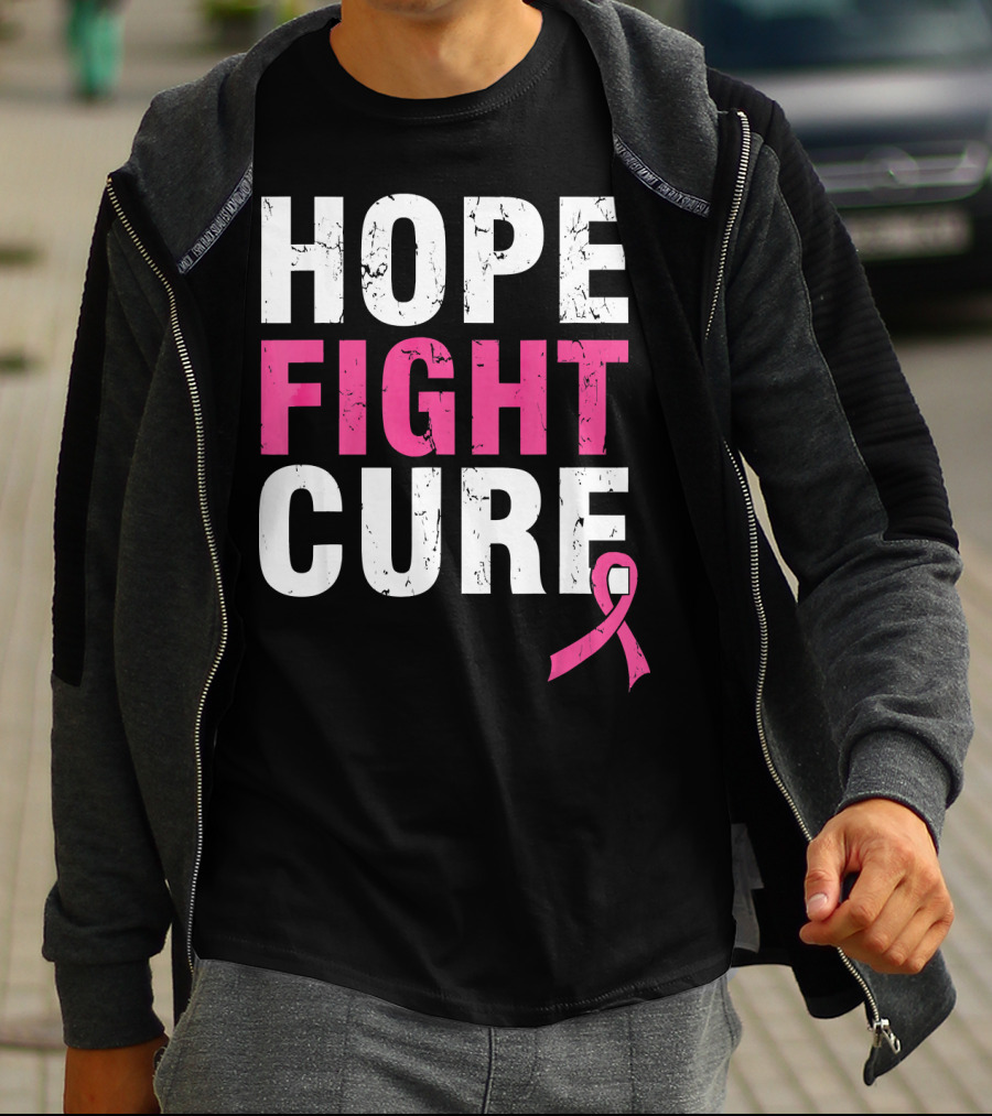 Hope Fight Cure Cancer Awareness Pink T-Shirt