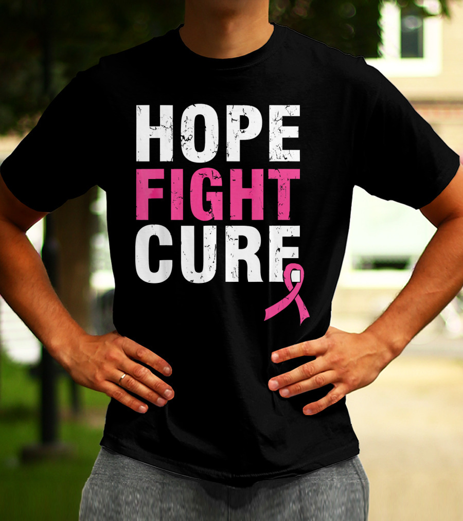 Hope Fight Cure Cancer Awareness Pink T-Shirt