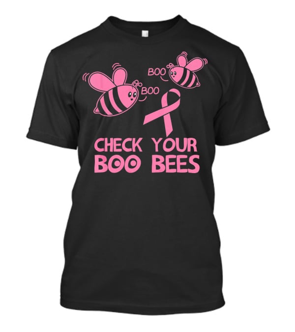 Check Your Boo Bees Pink Ribbon Cute Breast Cancer Awareness T-Shirt