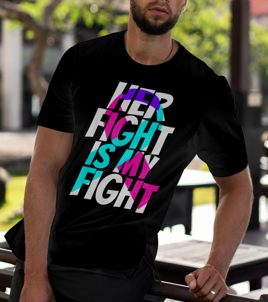 Her Fight Is My Fight Ribbon Thyroid Cancer Awareness T-Shirt
