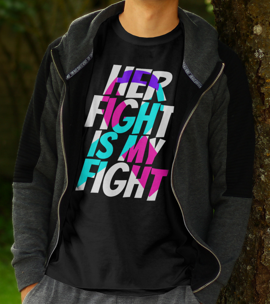 Her Fight Is My Fight Ribbon Thyroid Cancer Awareness T-Shirt