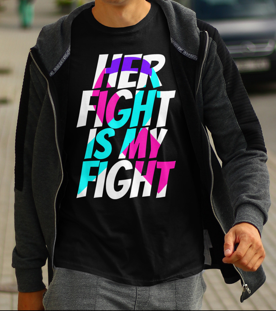 Her Fight Is My Fight Ribbon Thyroid Cancer Awareness T-Shirt