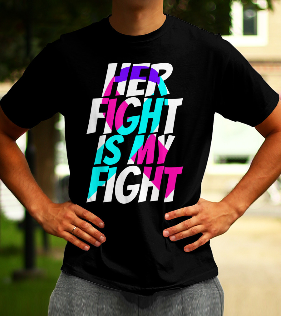 Her Fight Is My Fight Ribbon Thyroid Cancer Awareness T-Shirt