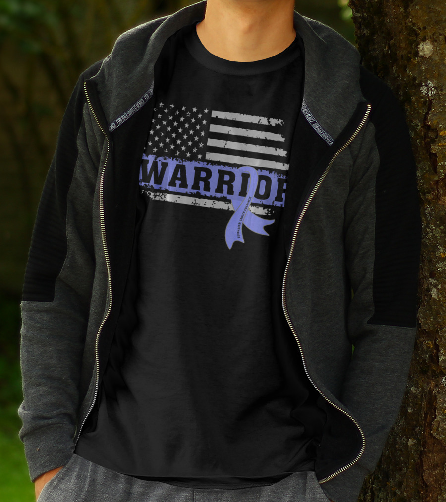 Warrior Esophageal Cancer Awareness American Flag T-Shirt