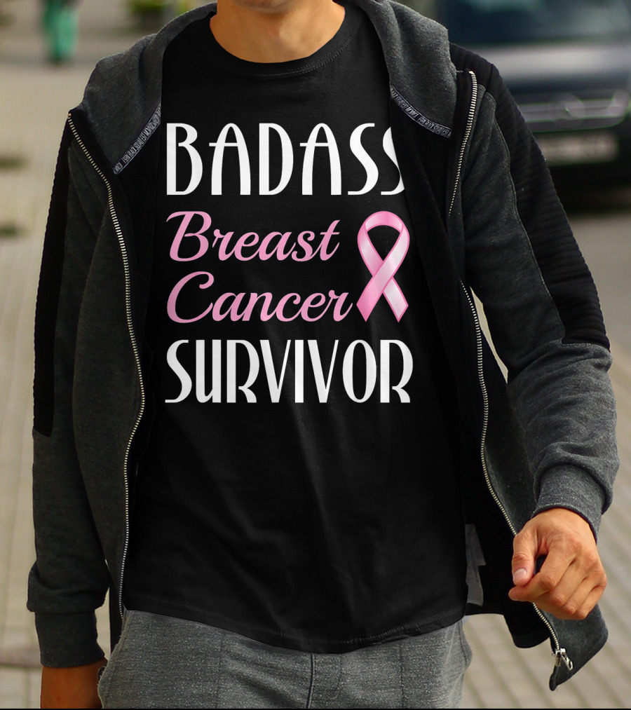 BADASS Breast Cancer SURVIVOR Pink T-Shirt