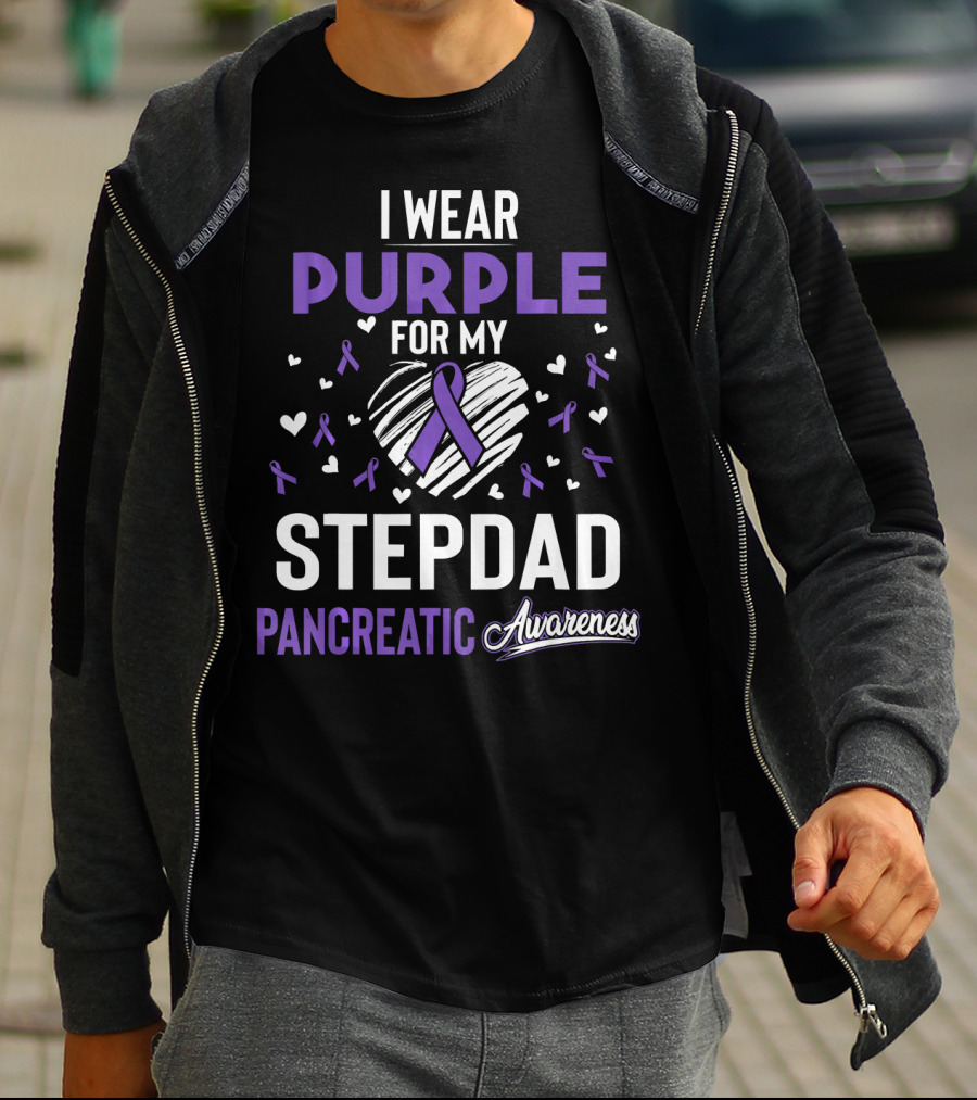 I Wear Purple For My Stepdad Pancreatic Awareness T-Shirt