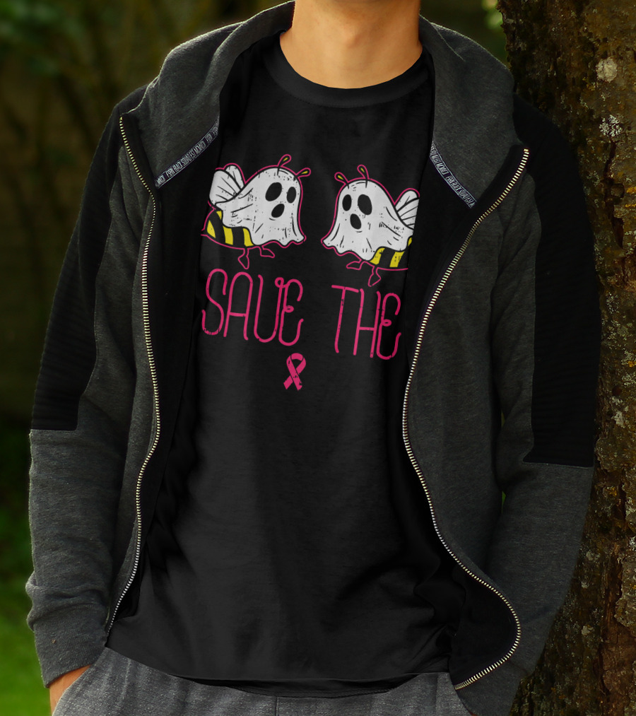 Save The Boo Bees Funny Halloween Breast Cancer Awareness T-Shirt