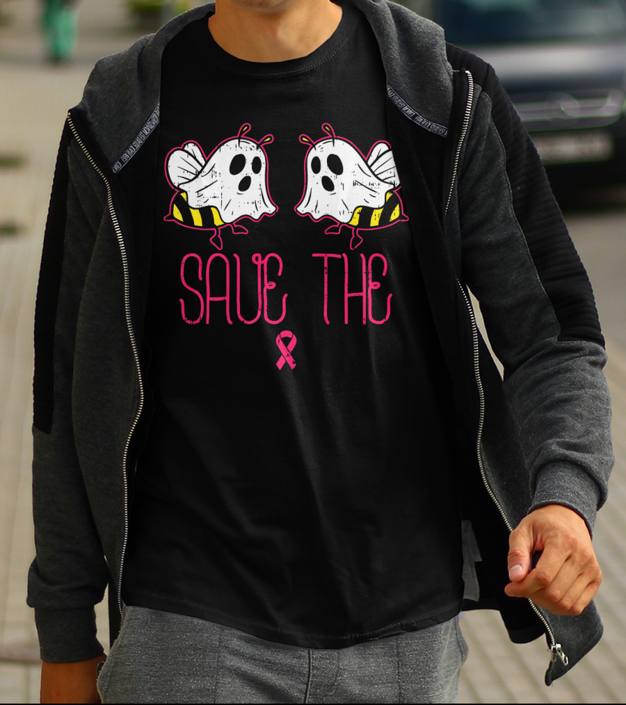 Save The Boo Bees Funny Halloween Breast Cancer Awareness T-Shirt