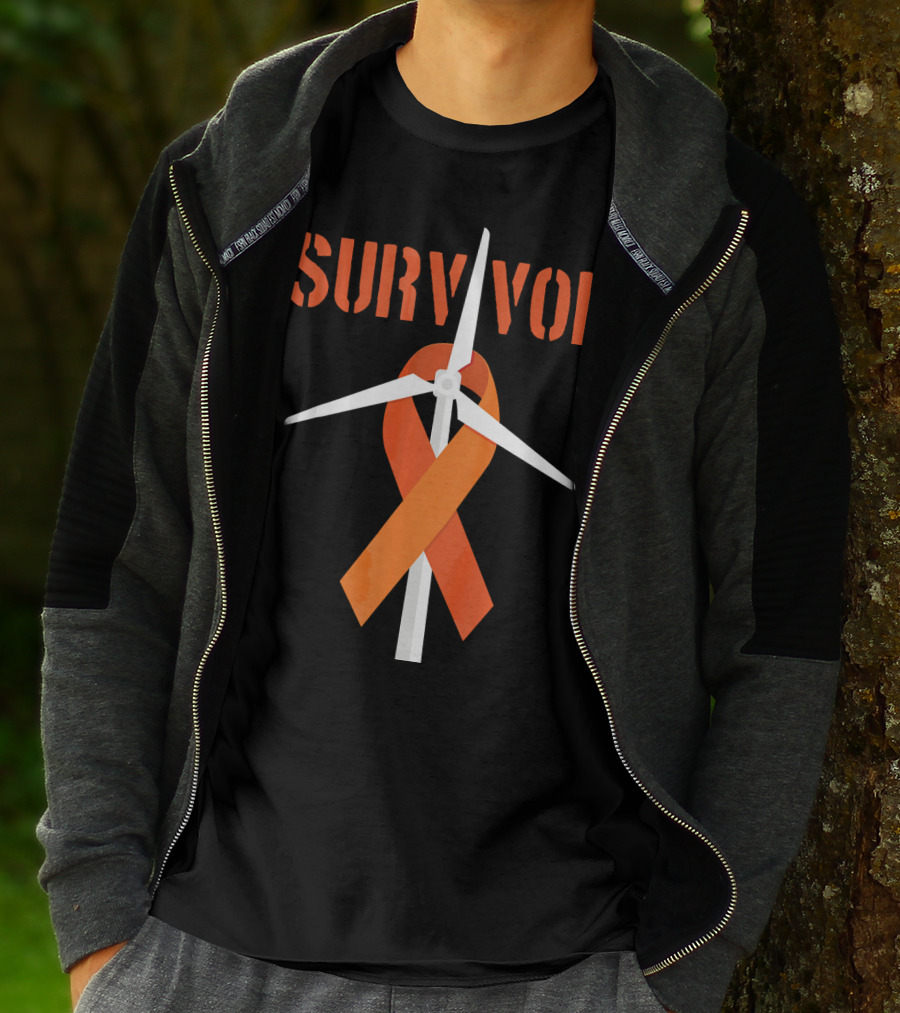 Survivor Windmill Orange Ribbon Cancer Awareness T-Shirt