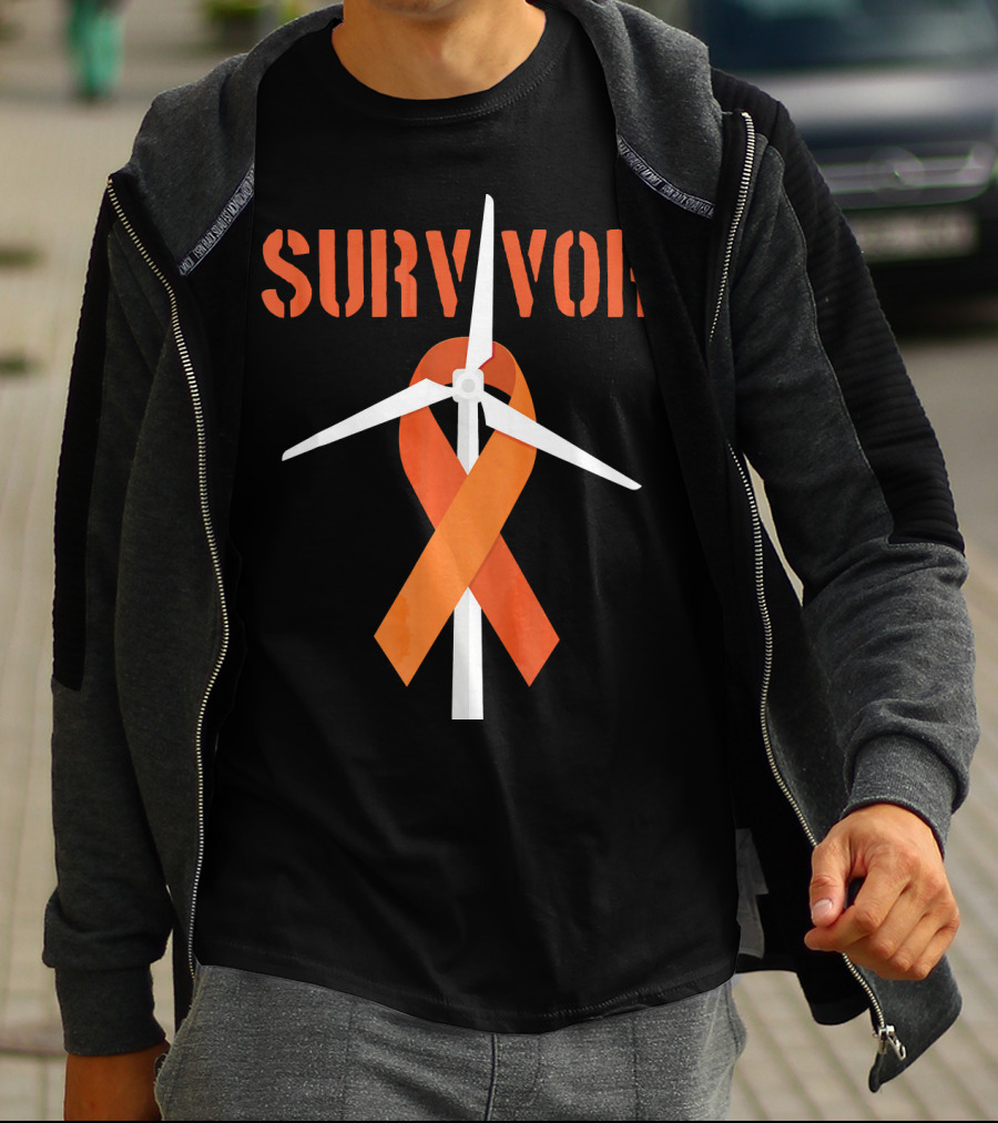 Survivor Windmill Orange Ribbon Cancer Awareness T-Shirt