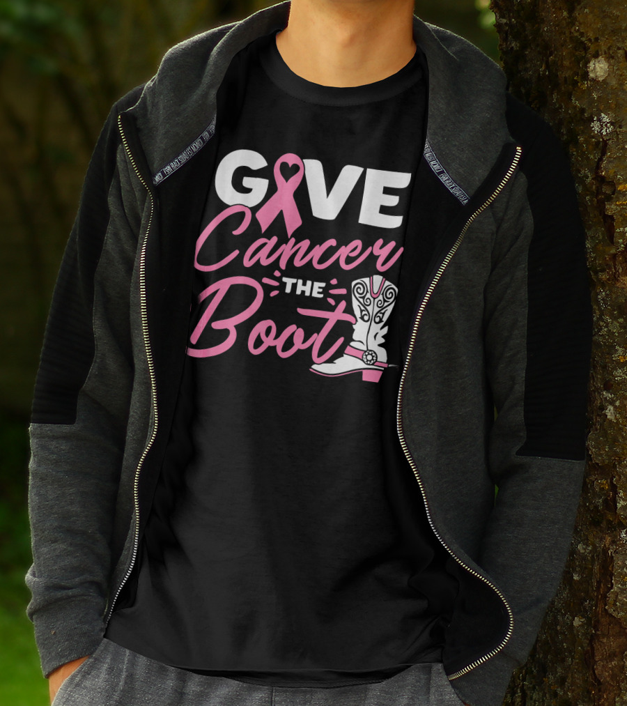 GIVE CANCER THE BOOT PINK RIBBON BREAST T-Shirt