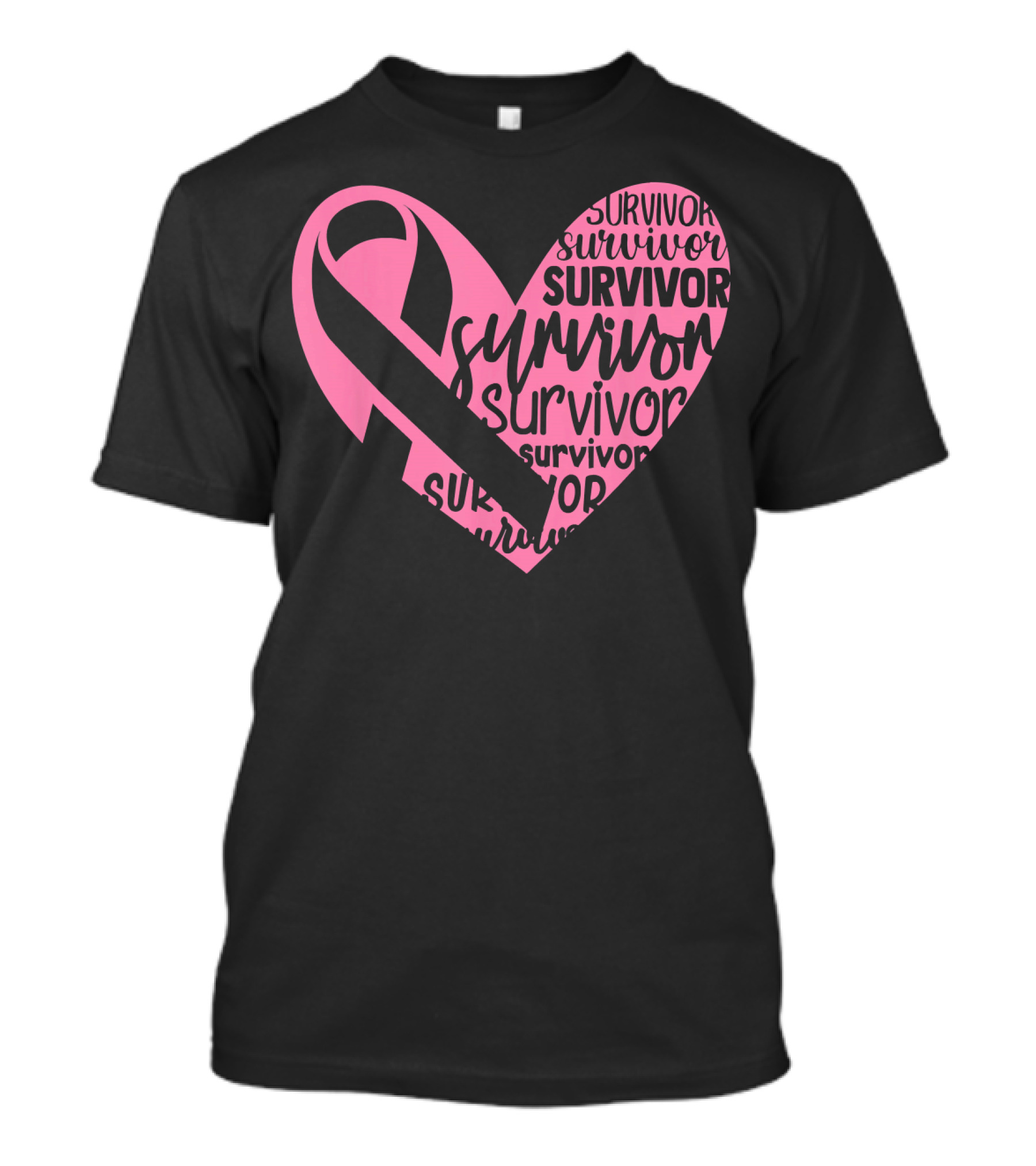 Survivor Pink Ribbon Heart Breast Cancer Pin T-Shirt