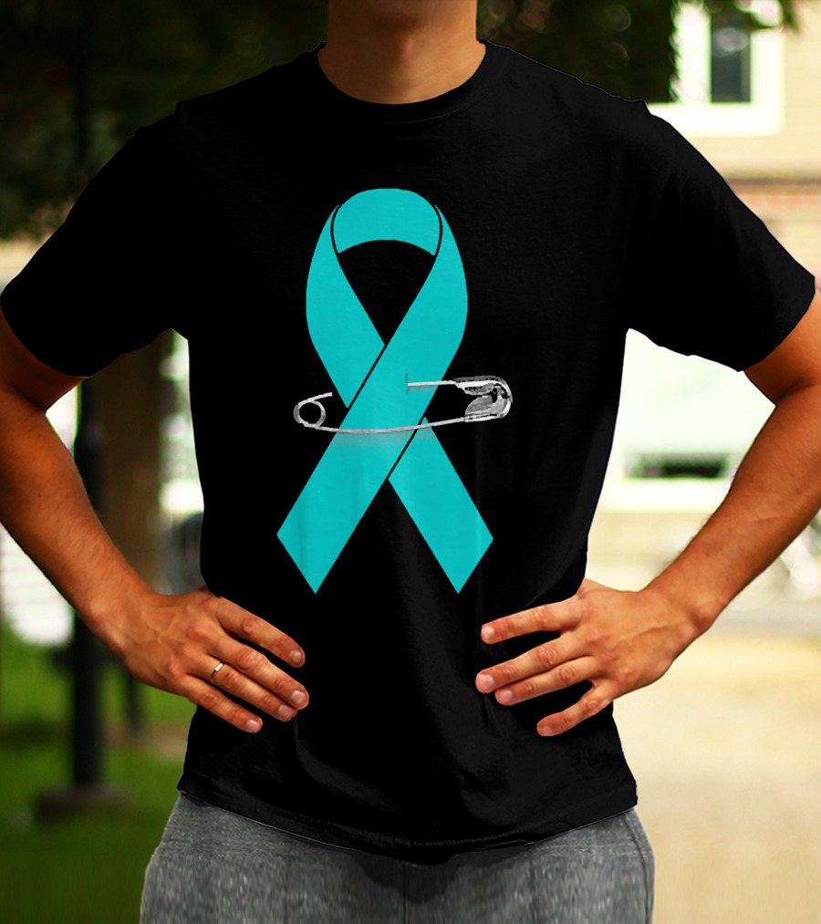 Ovarian Cancer Awareness Walk Support Ribbon With Safety Pin T-Shirt